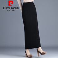皮爾卡丹（pierre cardin）秋冬加厚加大新款開(kāi)叉針織半身裙高腰顯瘦中長(cháng)款一步毛線(xiàn)長(cháng)裙裙子 黑色（長(cháng)75厘米不開(kāi)叉款）官方旗艦 XL 150-170斤