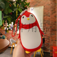 雅非奇超可愛企鵝保溫杯女便攜小巧學(xué)生兒童不銹鋼水杯創(chuàng)意個性禮品杯子 紅色-企鵝保溫杯(提繩款) 248ML