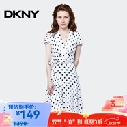 唐可娜兒（DKNY）【京東奧萊】女子夏季波點(diǎn)連衣裙收腰雪紡女生仙女裙印花DD1AD421 DD1AD421-100 XS