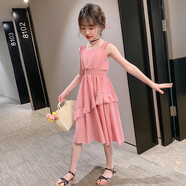 洽函女童夏裝2025新款連衣裙13中大童牛仔夏裙子母女裝裙兒童女孩12歲 粉色 150