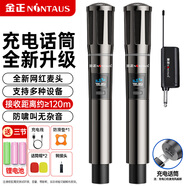金正無(wú)線(xiàn)充電話(huà)筒一拖二麥克風(fēng)家庭KTV專(zhuān)業(yè)卡拉OK唱歌話(huà)筒教學(xué)舞臺會(huì )議主持演出專(zhuān)用手持麥克風(fēng)OK-13S