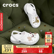 CROCS卡駱馳洞洞鞋貝雅男鞋女鞋輕便耐磨一腳蹬拖鞋休閑鞋|10126 白-100 37 /38(230mm)