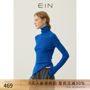 EIN【無(wú)縫針織】EIN言綿羊毛堆堆領(lǐng)修身針織衫打底衫上衣女裝秋款 克萊因藍 M