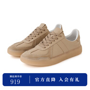 杰帝梵（J.D.V）男鞋2023商場同款秋季新品卡其色牛皮百搭舒適低幫休閑鞋板鞋 卡其 42