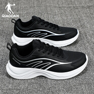 喬丹男鞋防水皮面運動(dòng)鞋2025秋季新款正品黑色男士休閑跑步鞋 黑色/銀色 41