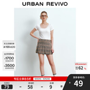 UR秋季新款女裝少女感蕾絲花邊顯瘦正肩短袖T恤UYY440030 本白 M