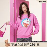 拉拉波波哆啦A夢(mèng)新款設(shè)計(jì)感減齡薄衛(wèi)衣女圓領(lǐng)寬松顯瘦高級(jí)上衣ABCD-WSTS18 粉色 M
