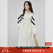 對白法式設計感抽繩針織連衣裙女2025秋裝新款氣質顯瘦通勤風裙子 白色 XL