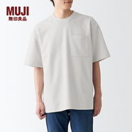 無(wú)印良品 MUJI 男式 雙層編織 寬松T恤 ABA19A2S  銀灰色 L-XL