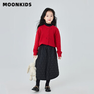 moonkids女童長(zhǎng)裙半身裙冬季棉裙加厚兒童秋冬款裙子保暖中長(zhǎng)款女孩中大童 兩件套【4532黑色+19743紅色毛衣】 110 cm