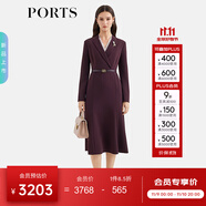 PORTS寶姿女裝2025秋季新款印花疊片拼接領(lǐng)連衣裙ALQ9D030SWQ062 櫻桃紅漆色 M （6）