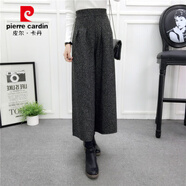 皮爾卡丹2025秋冬季新款高腰毛呢闊腿褲女褲長(zhǎng)褲子七分九分呢子直筒休閑褲 深灰色 3XL