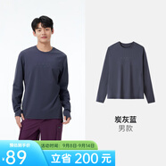 駱駝戶(hù)外男速干衣長(cháng)袖打底衫圓領(lǐng)彈力透氣防曬T恤女 炭灰藍，男 A15BAVZ130 3XL