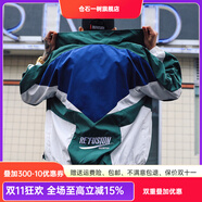 倉石一樹(shù)韓國外套原宿港風(fēng)街頭潮牌復古拼色寬松夾克運動(dòng)風(fēng)衣 綠色 XL