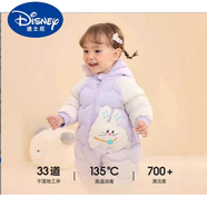 迪士尼嬰兒連體羽絨服男童女童爬服2025新款秋冬季加厚保暖洋氣 粉紫色-兔兔 100 cm 充絨量105克