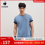 樂卡克法國公雞夏季男子經典百搭短袖T恤L242MCNA0311 灰藍色 3XL