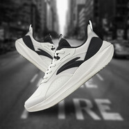 安踏（ANTA）男鞋網(wǎng)面透氣運動(dòng)鞋白色輕便軟底跑步鞋減震 象牙白/黑-1 40