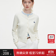范思藍恩秋季學院風圓領(lǐng)刺繡針織衫開衫女秋季2024新款減齡針織上衣女休閑 珍珠白 M