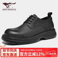 七匹狼男鞋秋季新款英倫男士商務(wù)休閑皮鞋戶(hù)外復古工裝鞋子低幫馬丁鞋靴 黑色D8343530608 40 皮鞋碼