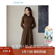 茵曼（INMAN）2025秋冬女裝新款燈芯絨連衣裙新品長袖休閑針織禮服中長裙子 咖啡色 L