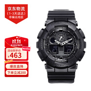 卡西歐（CASIO）手表G-SHOCK學生運動防水防震黑金武士大表盤石英情侶表 男友禮物 黑暗之心 GA-100-1A1