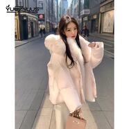 妤遇（YUUZYUUS）品牌女裝羽絨服女2025冬季新款時(shí)尚大毛領(lǐng)寬松設計感優(yōu)高級外套 粉色 S