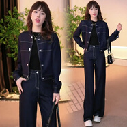 嬌碧芙深圳南油源頭工廠女裝套裝秋冬裝2025女人味減齡牛仔女春季氣質(zhì)顯 牛仔外套+牛仔褲兩件套 S 建議 80至95斤
