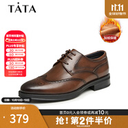 他她（TATA）男士商務皮鞋正裝布洛克德比男鞋新款通勤NEL01AM5 棕色（絨里） 41