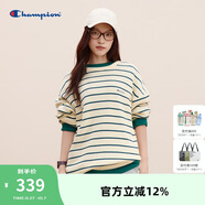 Champion冠軍T恤男2024秋季新款華夫格長袖純棉休閑條紋上衣潮牌