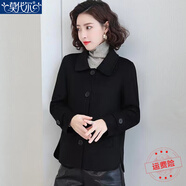 莫代爾時尚小香風(fēng)外套短款毛呢大衣女2025秋冬季新款寬松百搭氣質(zhì)上衣 黑色 M