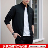 阿迪達(dá)斯（adidas）男裝夾克 25秋新款運(yùn)動(dòng)服跑步訓(xùn)練開衫防風(fēng)透氣上衣休閑時(shí)尚外套 8818/黑/時(shí)尚三條紋 【針織立領(lǐng)】 2XL 【185-190cm/190-200斤】