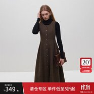 范思藍恩23FS14450法式復古文藝千鳥格吊帶連衣裙冬裝背心裙 摩卡棕（100毛） XL