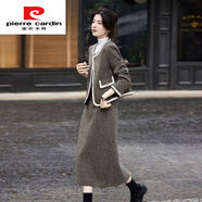 皮爾卡丹（pierre cardin）時(shí)尚氣質(zhì)貴氣小香風(fēng)外套半身裙套裝女2025年秋冬新品淑女感兩件套 咖色 L