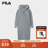 FILA 斐樂(lè )官方女子編織連衣裙2025冬季新款簡(jiǎn)約時(shí)尚修身連帽長(cháng)裙 冷水泥花灰-MG L 170/88A/L