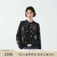 EIN PURE 多巴胺花卉繡花綿羊毛復(fù)古針織開衫外套2025早秋新款 砂石灰 L