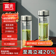 富光玻璃杯雙層帶茶隔大容量水杯 高檔商務(wù)泡茶杯 高硼硅杯子500ml