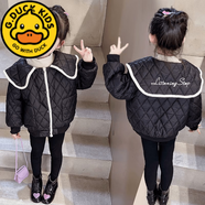 G.DUCKKIDS兒童棉服秋冬女寶小香風(fēng)外套冬季輕薄春秋款翻領(lǐng)上衣娃娃領(lǐng)外套 打格夾棉輕薄工廠(chǎng)大降價(jià) 【b37l黑】 90 【75-86cm 棉服大降價(jià)賣(mài)完回家過(guò)年