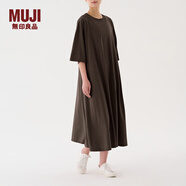 無(wú)印良品（MUJI）IDEE 女式 棉天竺  A字型連衣裙 GAC63C3S 短袖 長(cháng)裙多巴胺 深棕色 均碼