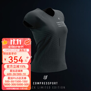 COMPRESSPORT限量 暗黑版 Black 2023短袖 女 SS Tshirt運(yùn)動T恤 黑/白 S