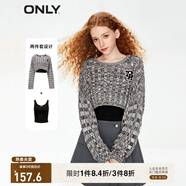 ONLY夏季時尚顯瘦長袖圓領(lǐng)套裝短款針織衫女|123324035 H1Z 黑色BLACK-追單第一批 XL 175/92A