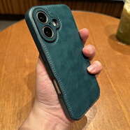 四兄數碼（sixiongshuma）牛皮適用蘋(píng)果14promax手機殼新款iphone1315真皮軟殼12感防摔11個(gè)性pm全包簡(jiǎn)約16保護套高端男士 【綠色】牛皮&全包防摔 iPhone 16 pro