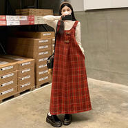 冬季打底裙氛圍感穿搭格紋背心裙女秋冬新款蕾絲上衣氣質(zhì)顯瘦毛呢 蕾絲打底衫 單件 3XL