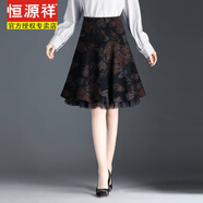 恒源祥2025新款印花媽媽半身裙秋冬a字碎花短裙女百搭傘裙小個(gè)子冬 紅花（春秋款） M 腰圍2尺