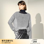 顏域綿羊毛鉤花針織衫女秋2024新款紫色寬松長(cháng)袖圓領(lǐng)鏤空罩衫上衣 灰色 M/38
