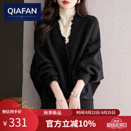 恰凡（QIAFAN）外套女小香風(fēng)毛呢秋冬2024新款高級(jí)感慵懶風(fēng)春秋毛衣針織開衫上衣 黑色 M 90-110斤