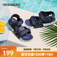 斯凱奇（Skechers）涼鞋男沙灘鞋魔術(shù)貼男士休閑簡(jiǎn)約舒適百搭時(shí)尚拖鞋237292 NVY海軍藍(lán)色 39.5