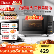 美的（Midea）家用變頻微波爐平板式易清潔 800W微波速熱 一鍵智能菜單 鉆石背板 微晶面板加熱20L（PM20M2）