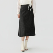 薇迎 VIEA.ING商場(chǎng)同款毛呢半身裙2025冬季新款迪木爾風(fēng)灰色裙子 深灰 黑色 M