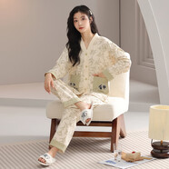 都市麗人7A純棉睡衣女春秋長(cháng)袖2025新款中式休閑可外穿家居服套裝 88005[兩倍柔軟純棉] 2XL 體重[140~160斤]