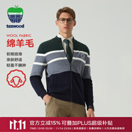 texwood蘋(píng)果男士毛衣春秋新款休閑綿羊毛開(kāi)衫時(shí)尚撞色立領(lǐng)針織衫外套上衣 【保暖羊毛款】綠色 XL
